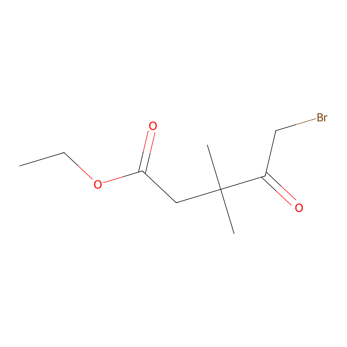 Ethyl 5-bromo-3,3-dimethyl-4-oxopentanoate molecular structure, CAS 197234-17-6