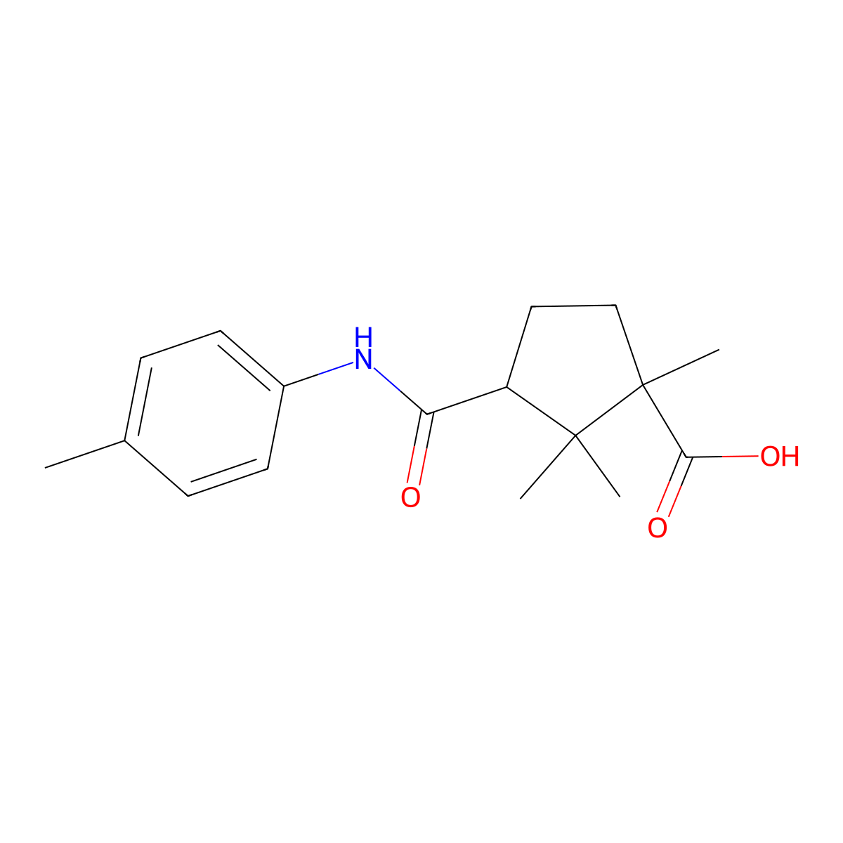 Cyclopentanecarboxylic acid, 1,2,2-trimethyl-3-[[(4-methylphenyl)amino]carbonyl]- molecular structure, CAS 197236-38-7