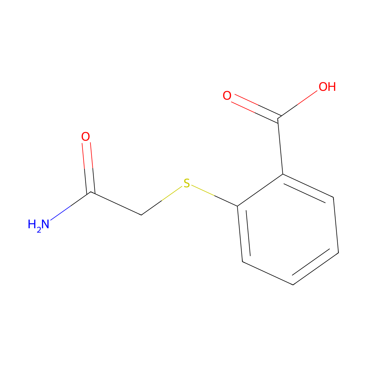 2-[(2-Amino-2-oxoethyl)thio]benzoic acid molecular structure, CAS 197236-53-6