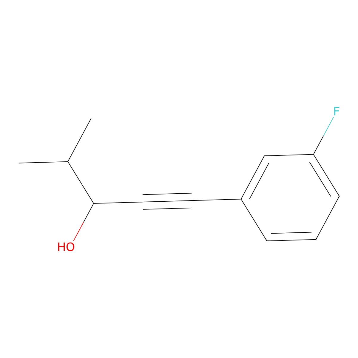 1-Pentyn-3-ol, 1-(3-fluorophenyl)-4-methyl- molecular structure, CAS 197239-56-8