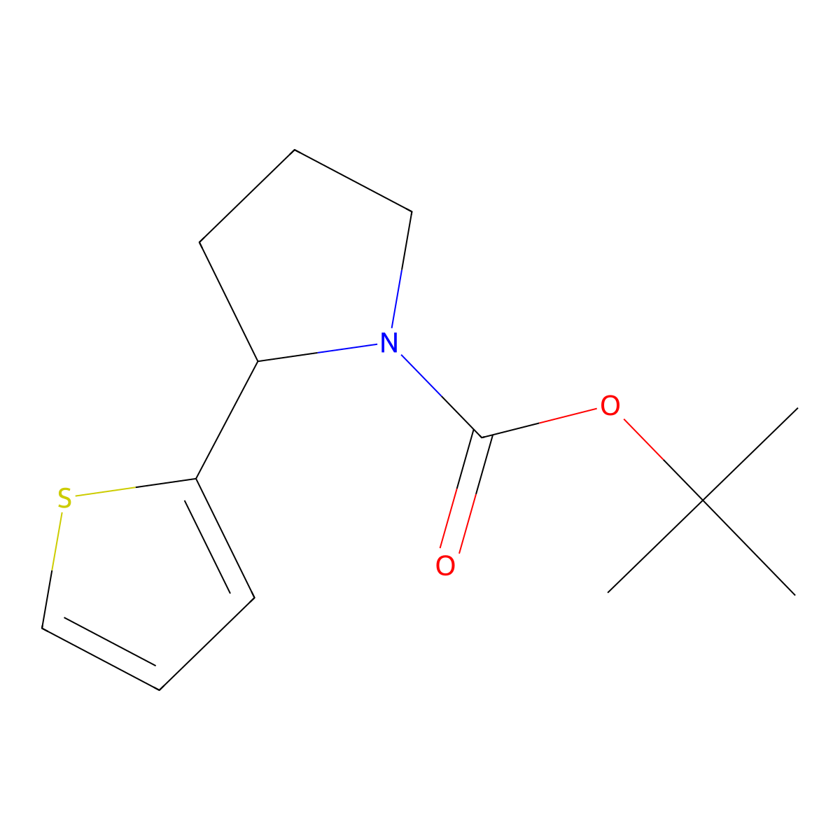 tert-Butyl 2-(thiophen-2-yl)pyrrolidine-1-carboxylate molecular structure, CAS 197247-38-4