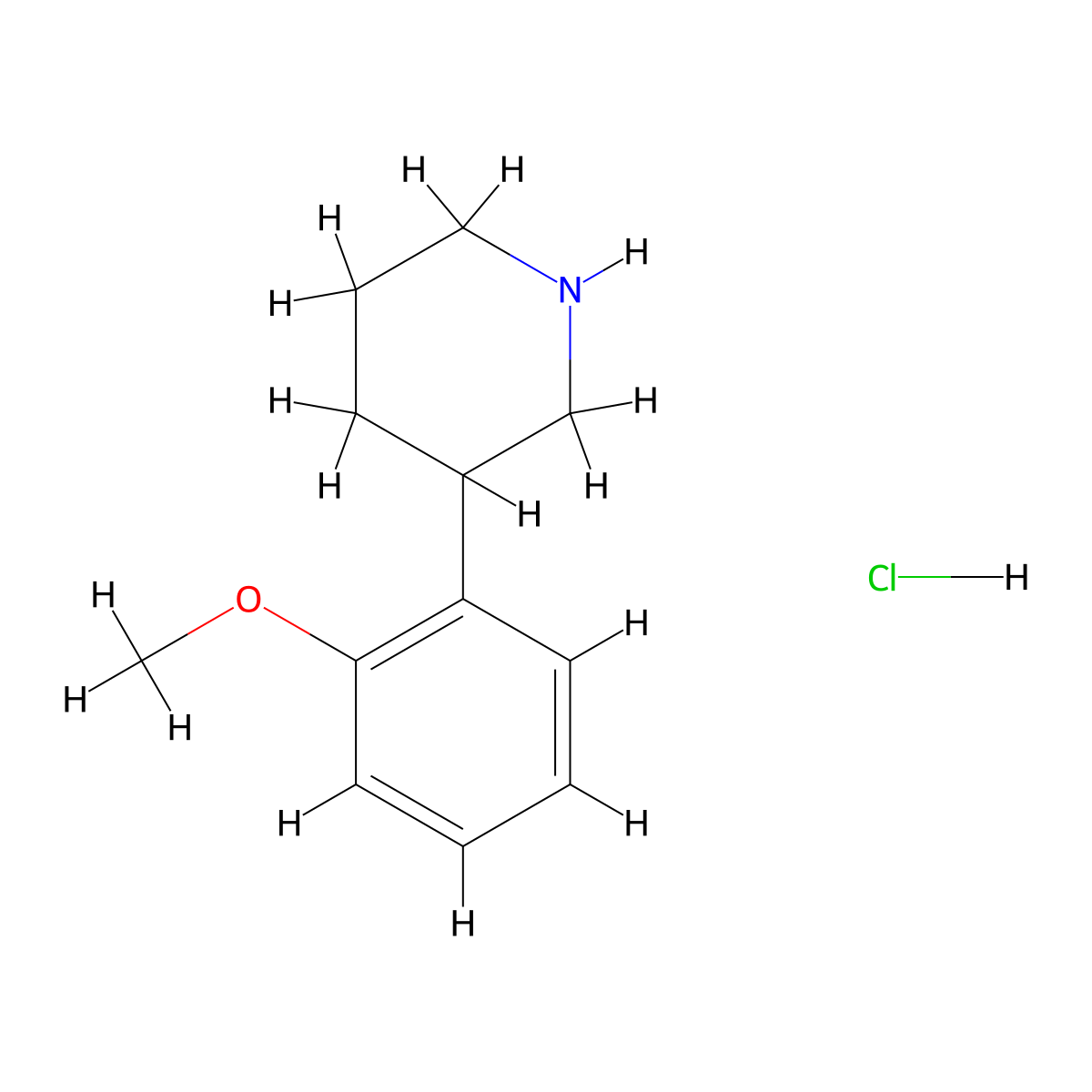 3-(2-Methoxyphenyl)piperidine hydrochloride molecular structure, CAS 19725-12-3