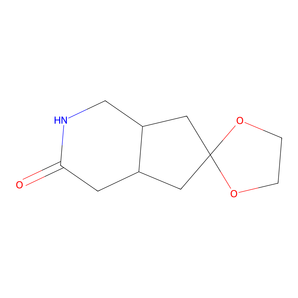 rac-(4aR,7aR)-octahydrospiro[cyclopenta[c]pyridine-6,2'-[1,3]dioxolan]-3-one molecular structure, CAS 197250-71-8