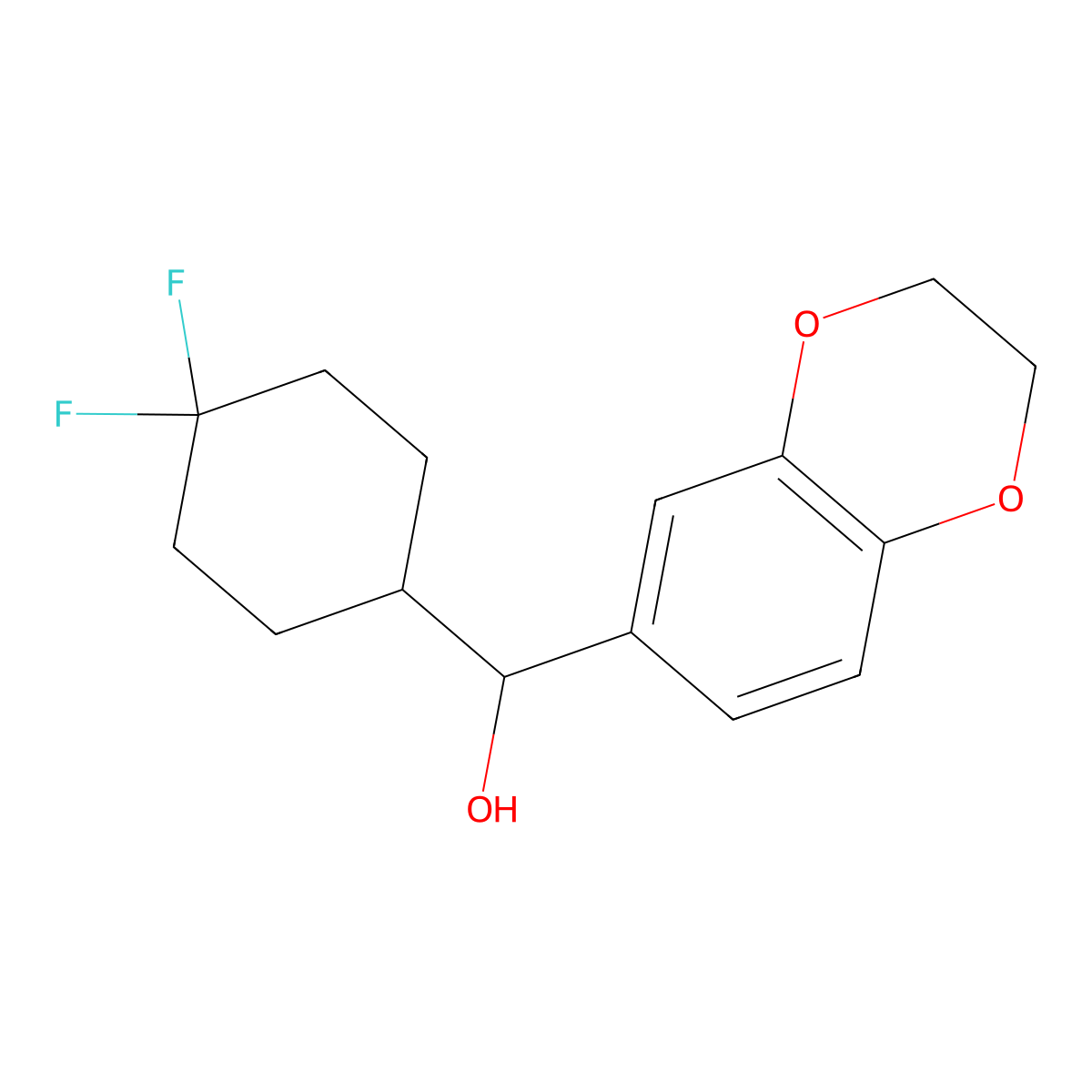 (4,4-Difluorocyclohexyl)(2,3-dihydro-1,4-benzodioxin-6-yl)methanol molecular structure, CAS 1972510-00-1