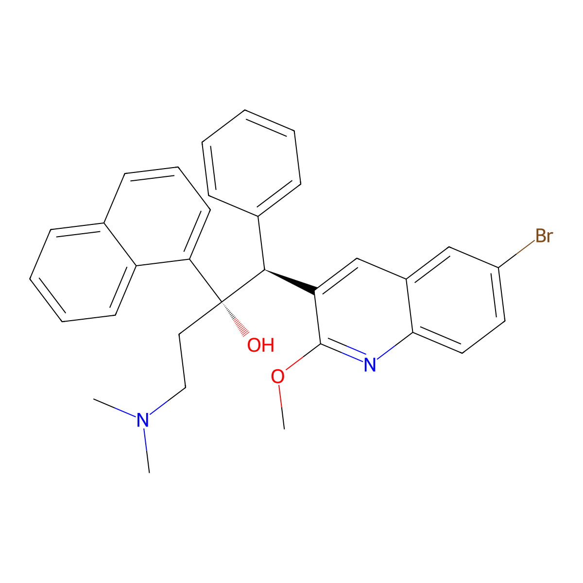 (1S,2S)-1-(6-Bromo-2-methoxyquinolin-3-yl)-4-(dimethylamino)-2-(naphthalen-1-yl)-1-phenylbutan-2-ol molecular structure, CAS 1972612-60-4