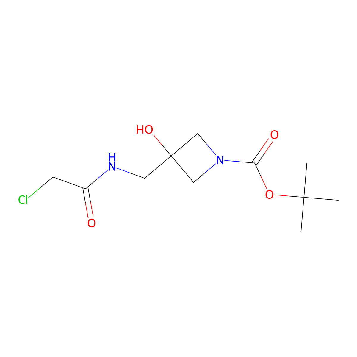 Tert-butyl 3-((2-chloroacetamido)methyl)-3-hydroxyazetidine-1-carboxylate molecular structure, CAS 1972659-50-9