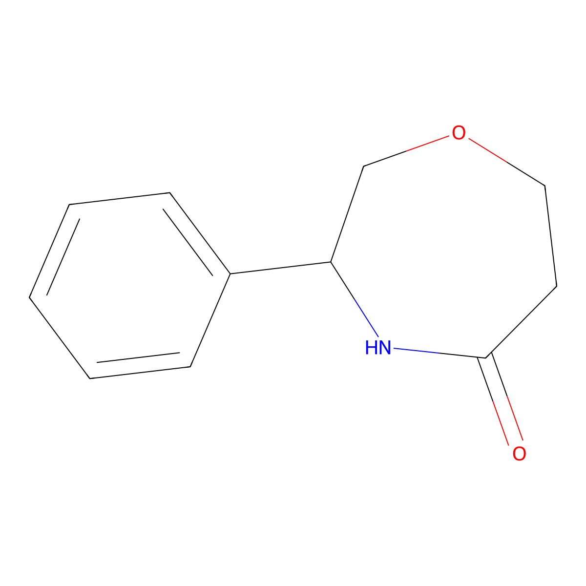 (3R)-3-phenyl-1,4-oxazepan-5-one molecular structure, CAS 1972659-84-9
