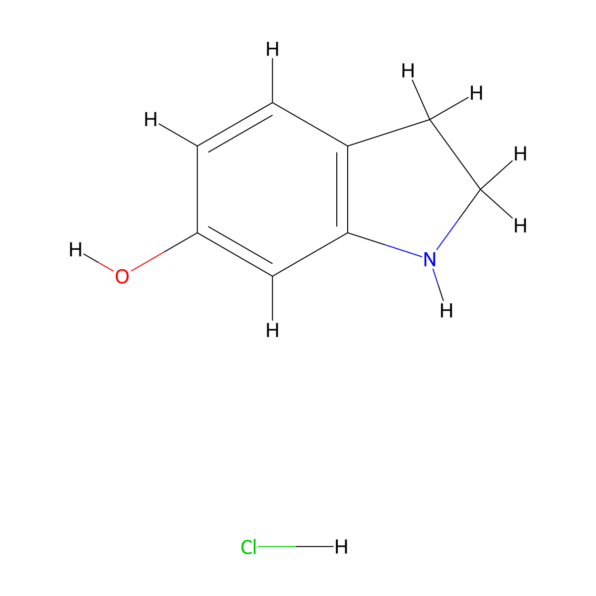 2,3-dihydro-1H-indol-6-ol hydrochloride molecular structure, CAS 19727-91-4