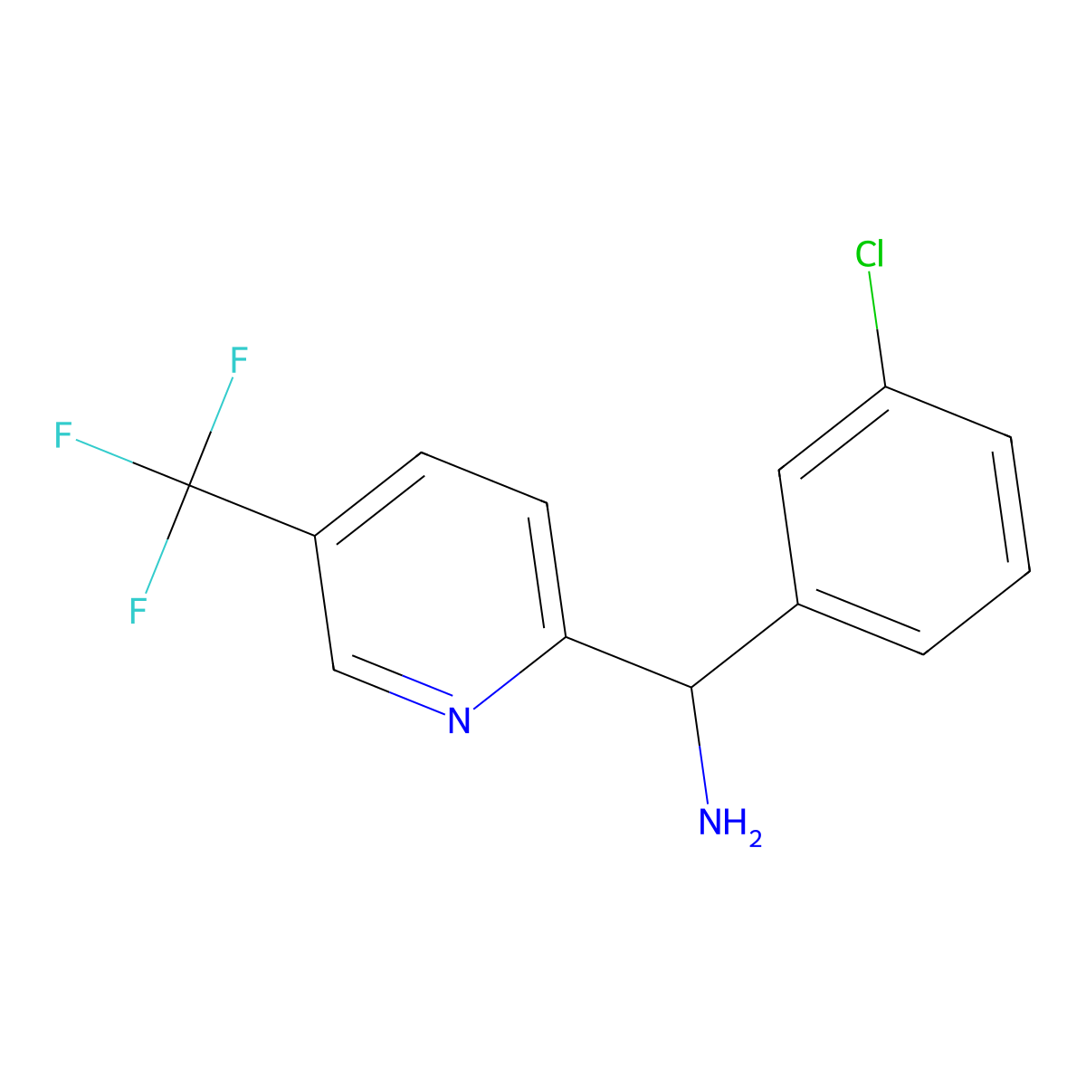 (3-Chlorophenyl)(5-(trifluoromethyl)pyridin-2-yl)methanamine molecular structure, CAS 1972828-76-4