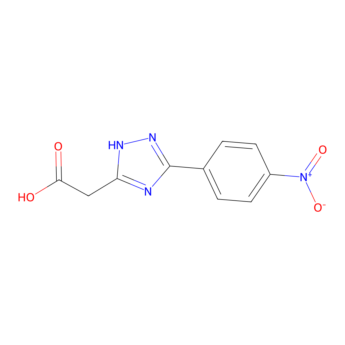 2-[3-(4-nitrophenyl)-1H-1,2,4-triazol-5-yl]acetic acid molecular structure, CAS 197293-86-0