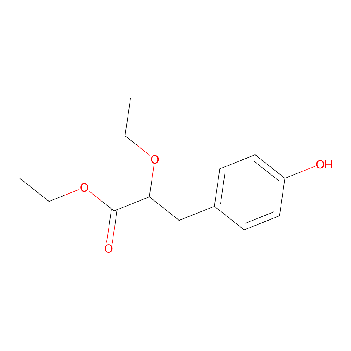 Ethyl 2-ethoxy-3-(4-hydroxyphenyl)propanoate molecular structure, CAS 197299-16-4