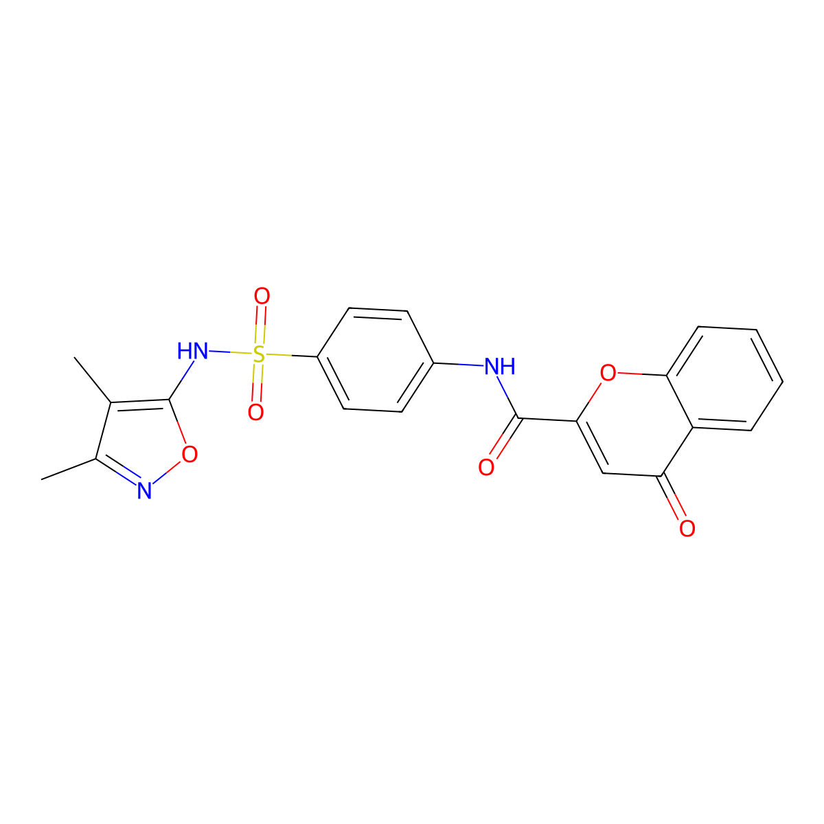 N-{4-[(3,4-dimethyl-1,2-oxazol-5-yl)sulfamoyl]phenyl}-4-oxo-4H-chromene-2-carboxamide molecular structure, CAS 19730-03-1