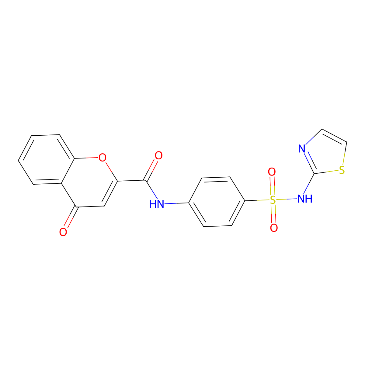 4H-1-Benzopyran-2-carboxanilide, 4-oxo-4'-(2-thiazolylsulfamoyl)- molecular structure, CAS 19730-07-5