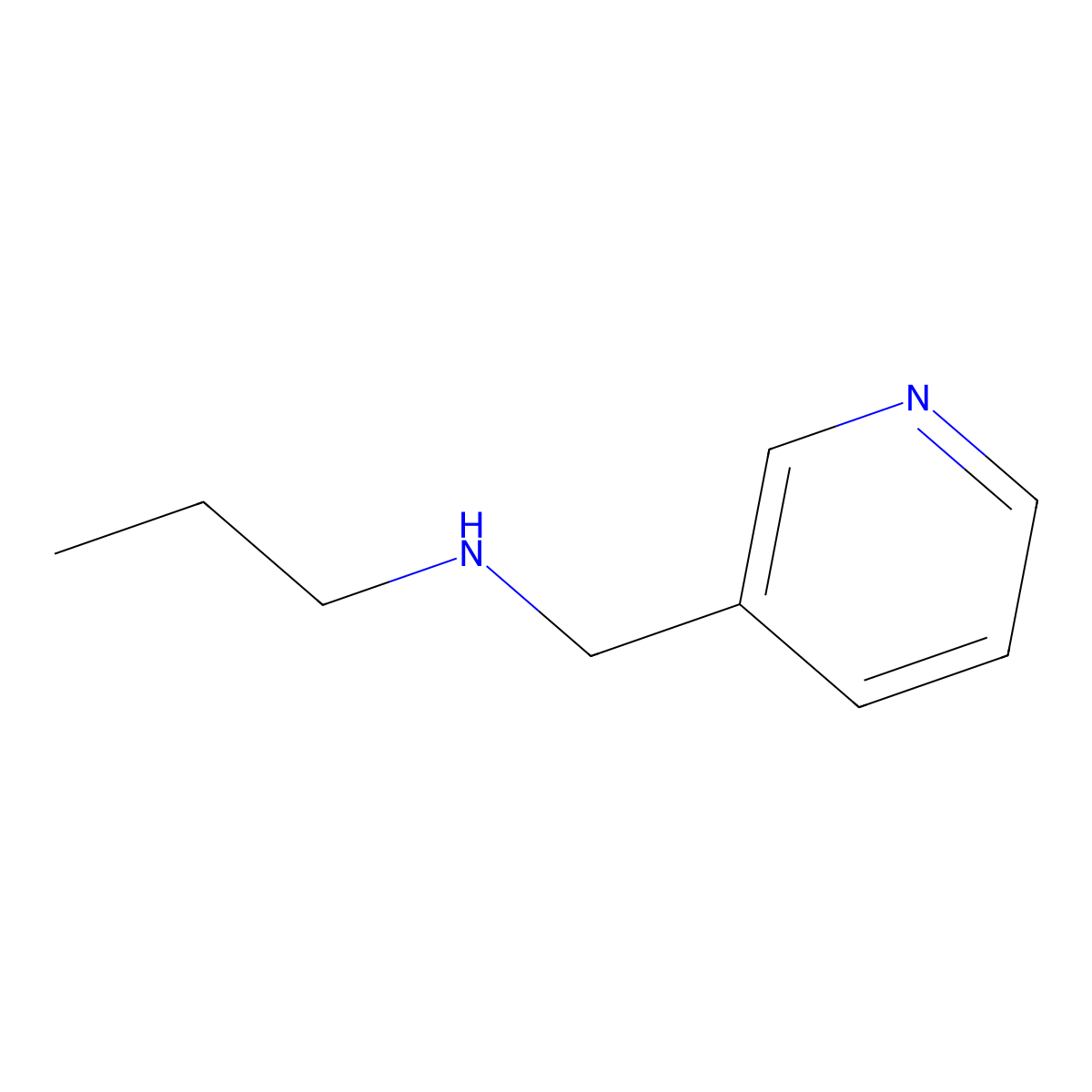 N-(pyridin-3-ylmethyl)propan-1-amine molecular structure, CAS 19730-13-3