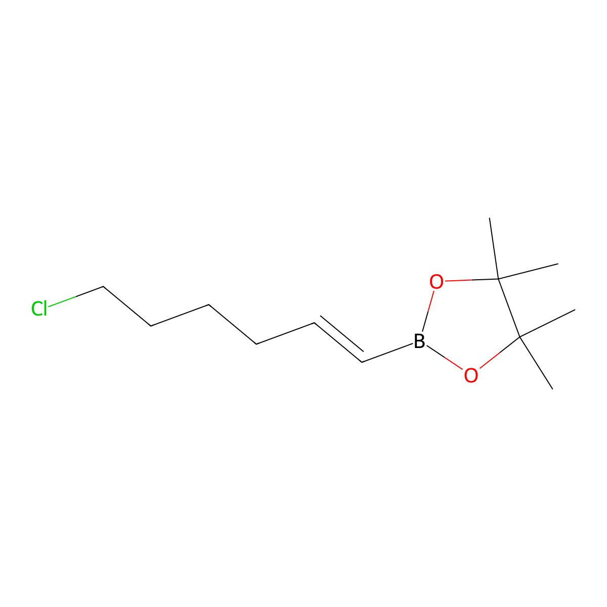 (E)-2-(6-Chlorohex-1-en-1-yl)-4,4,5,5-tetramethyl-1,3,2-dioxaborolane molecular structure, CAS 197313-32-9