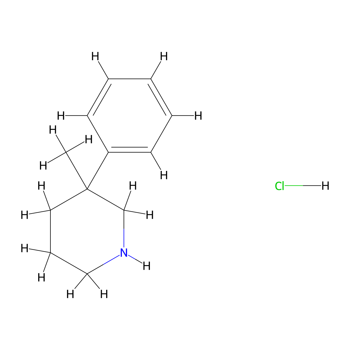 3-Methyl-3-phenylpiperidine hydrochloride molecular structure, CAS 19733-24-5