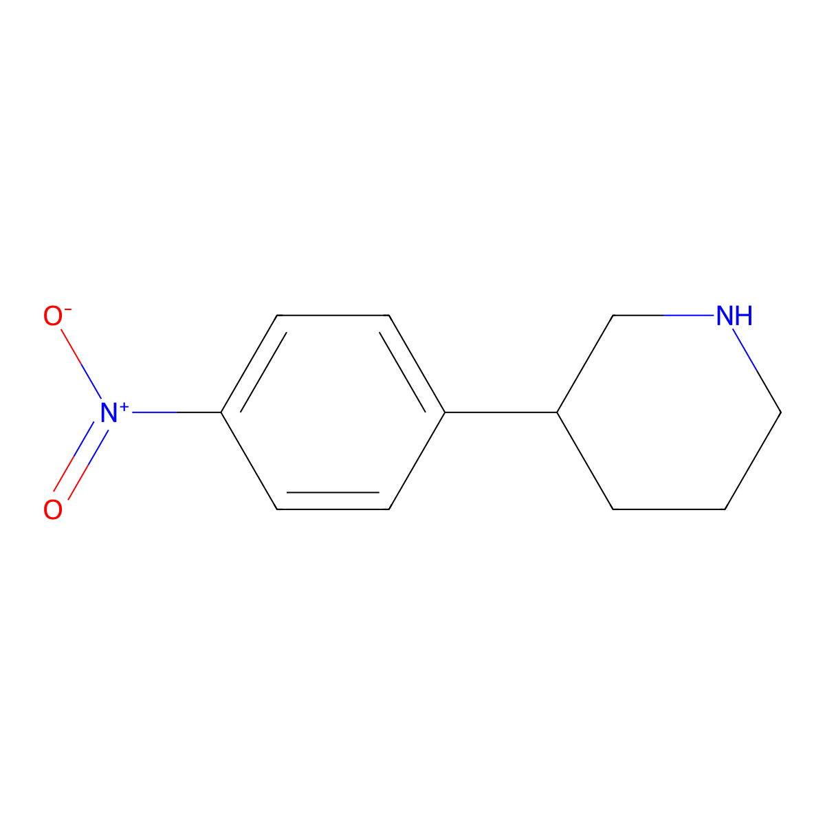 3-(4-Nitrophenyl)piperidine molecular structure, CAS 19733-55-2