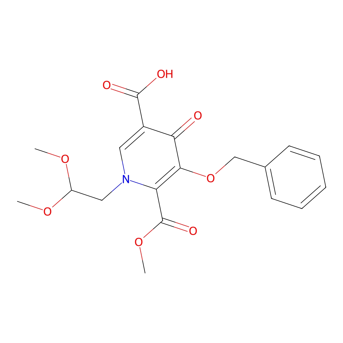 5-(Benzyloxy)-1-(2,2-dimethoxyethyl)-6-(methoxycarbonyl)-4-oxo-1,4-dihydropyridine-3-carboxylic acid molecular structure, CAS 1973401-99-8