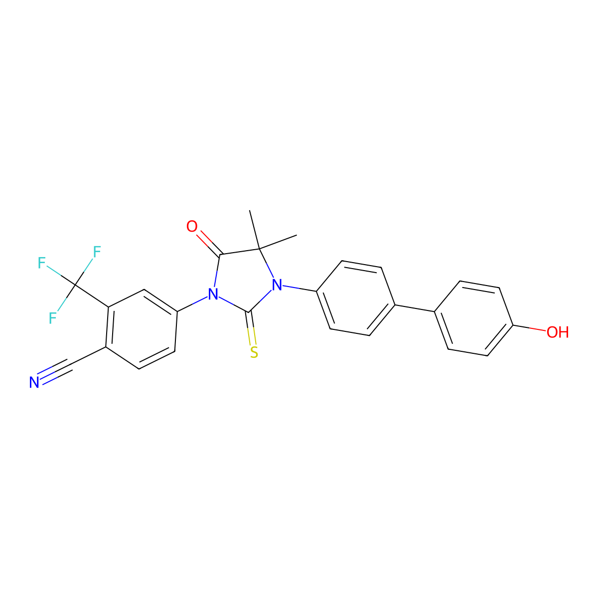 4-[3-[4-(4-Hydroxyphenyl)phenyl]-4,4-dimethyl-5-oxo-2-sulfanylideneimidazolidin-1-yl]-2-(trifluoromethyl)benzonitrile molecular structure, CAS 1973408-76-2