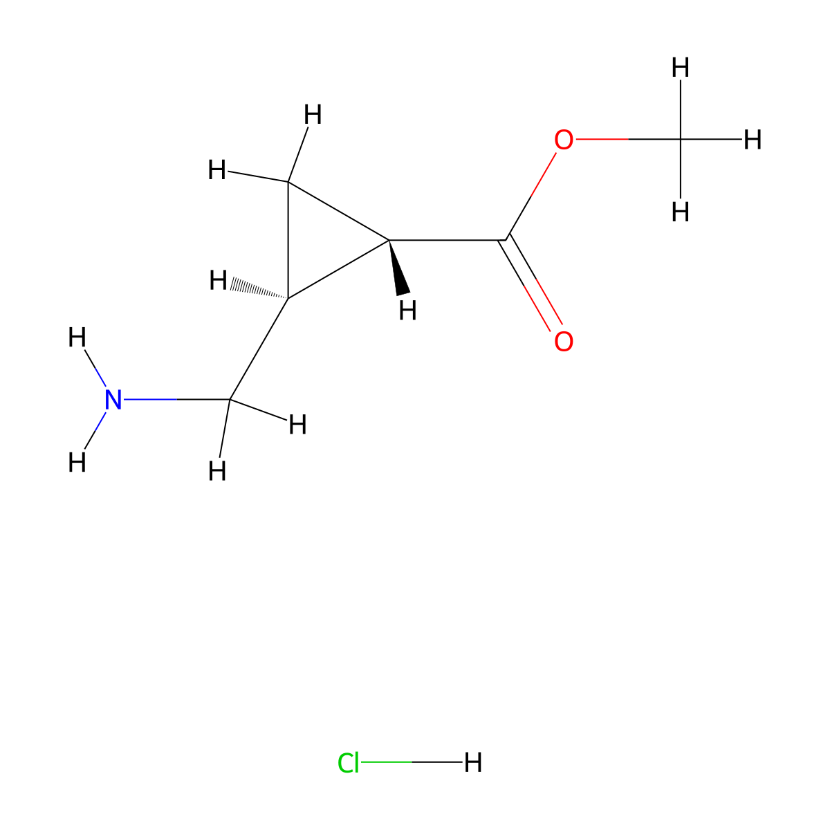 Methyl (1S,2S)-2-(aminomethyl)cyclopropanecarboxylate hydrochloride molecular structure, CAS 1973459-69-6