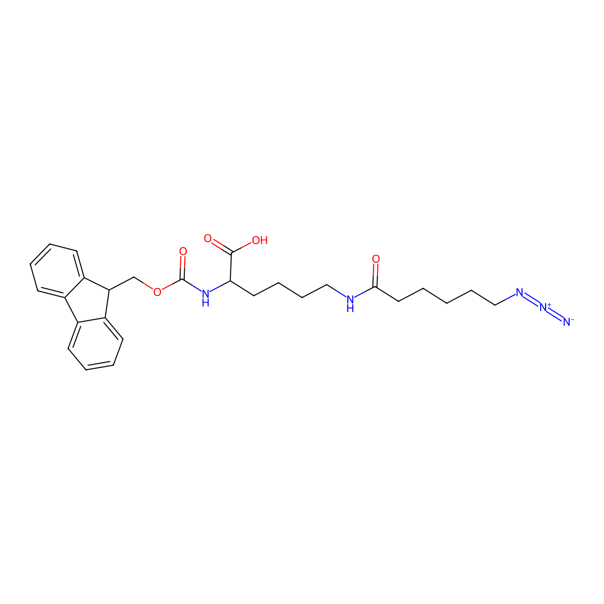 Fmoc-L-Lys(N3-Aca)-OH molecular structure, CAS 1973460-20-6