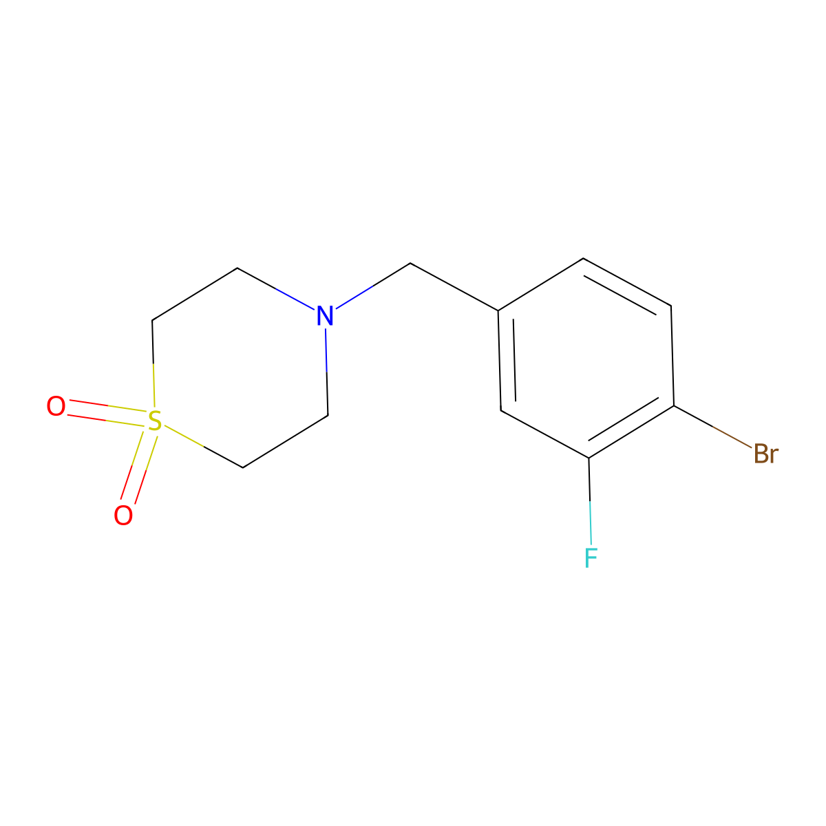 4-(4-Bromo-3-fluorobenzyl)thiomorpholine 1,1-dioxide molecular structure, CAS 1973485-27-6