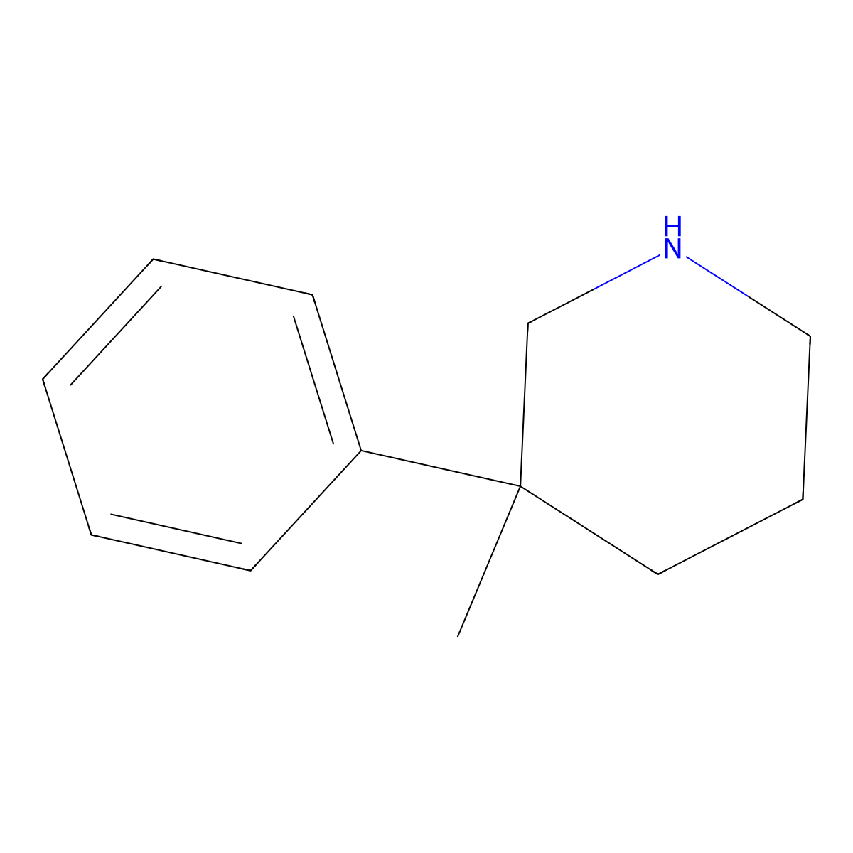 3-Methyl-3-phenylpiperidine molecular structure, CAS 19735-13-8