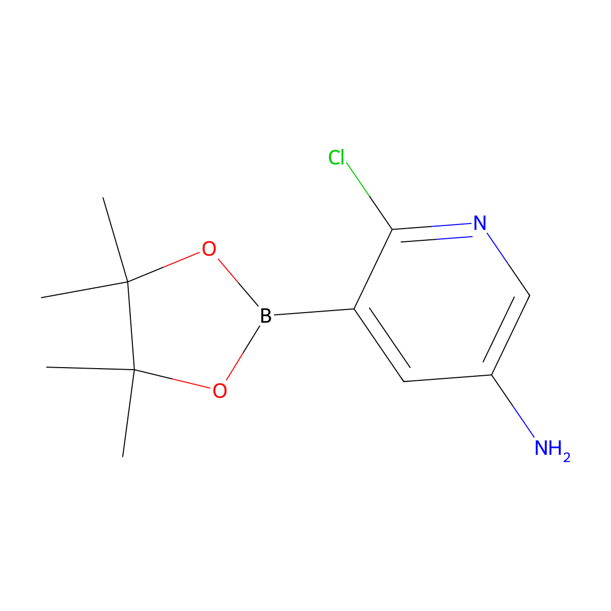 6-Chloro-5-(4,4,5,5-tetramethyl-1,3,2-dioxaborolan-2-YL)pyridin-3-amine molecular structure, CAS 1973516-90-3