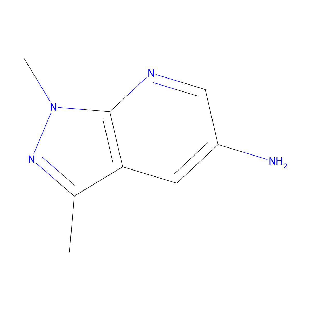 1,3-dimethyl-1H-pyrazolo(3,4-b)pyridin-5-amine molecular structure, CAS 19736-04-0