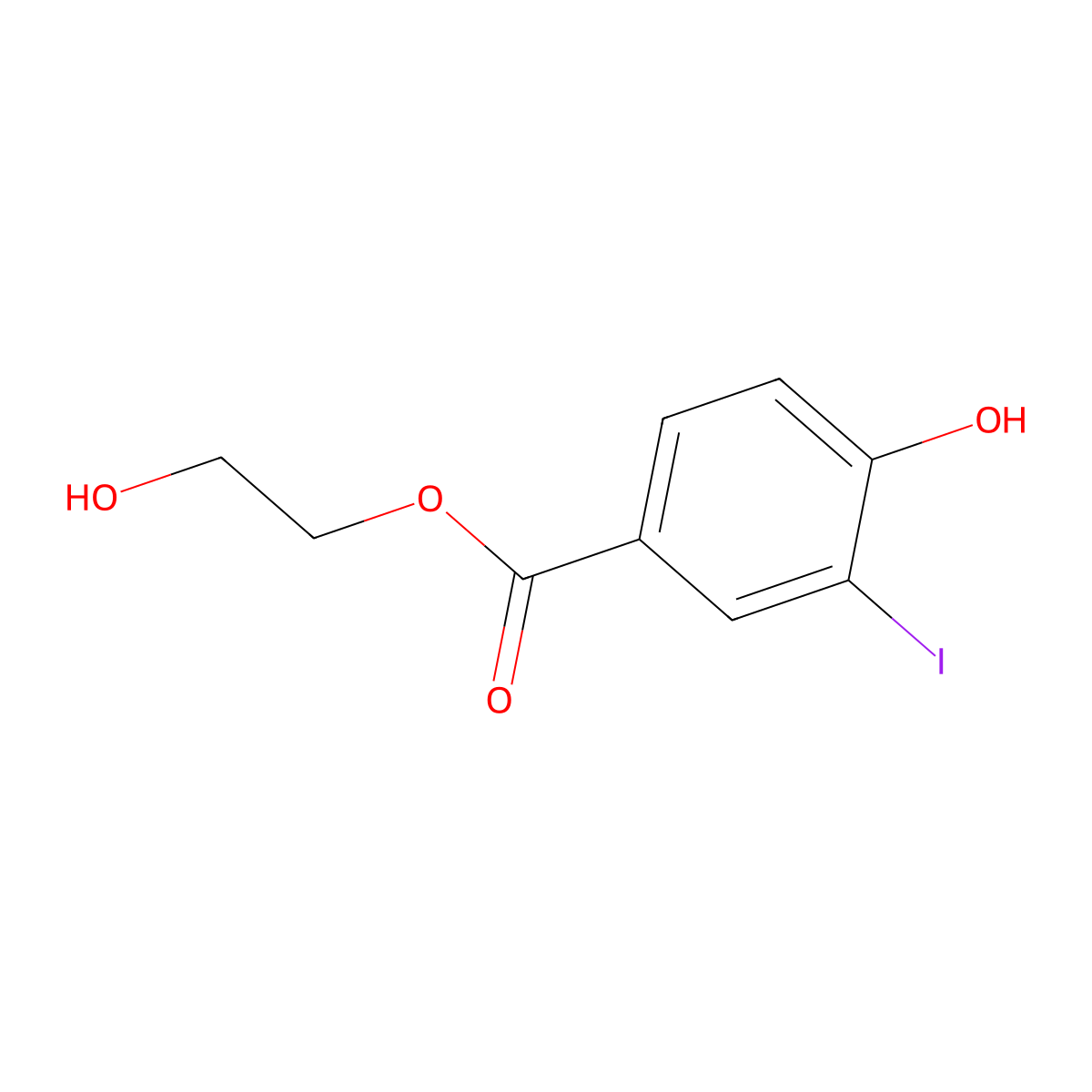 2-Hydroxyethyl 4-hydroxy-3-iodobenzoate molecular structure, CAS 197362-73-5
