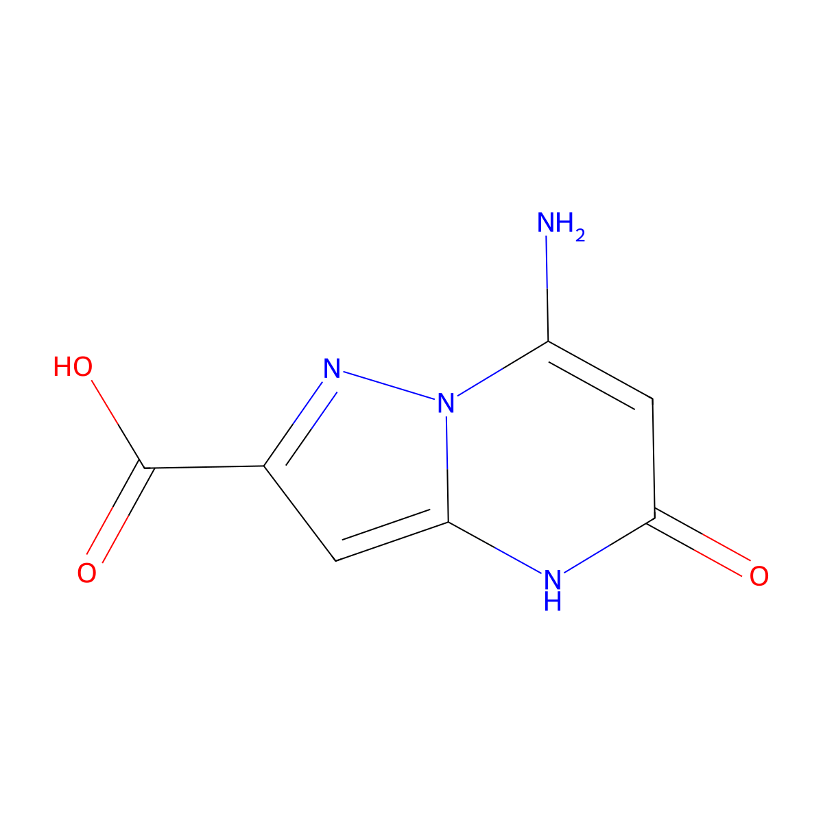 7-amino-5-oxo-4H,5H-pyrazolo[1,5-a]pyrimidine-2-carboxylic acid molecular structure, CAS 197367-86-5