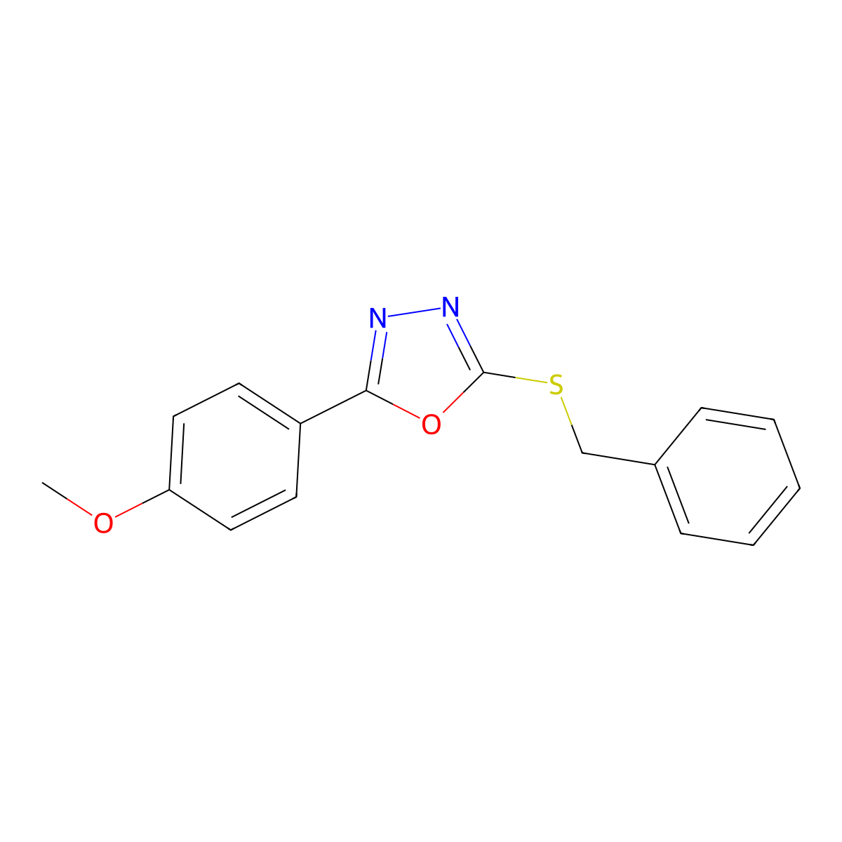 2-(Benzylsulfanyl)-5-(4-methoxyphenyl)-1,3,4-oxadiazole molecular structure, CAS 197371-67-8