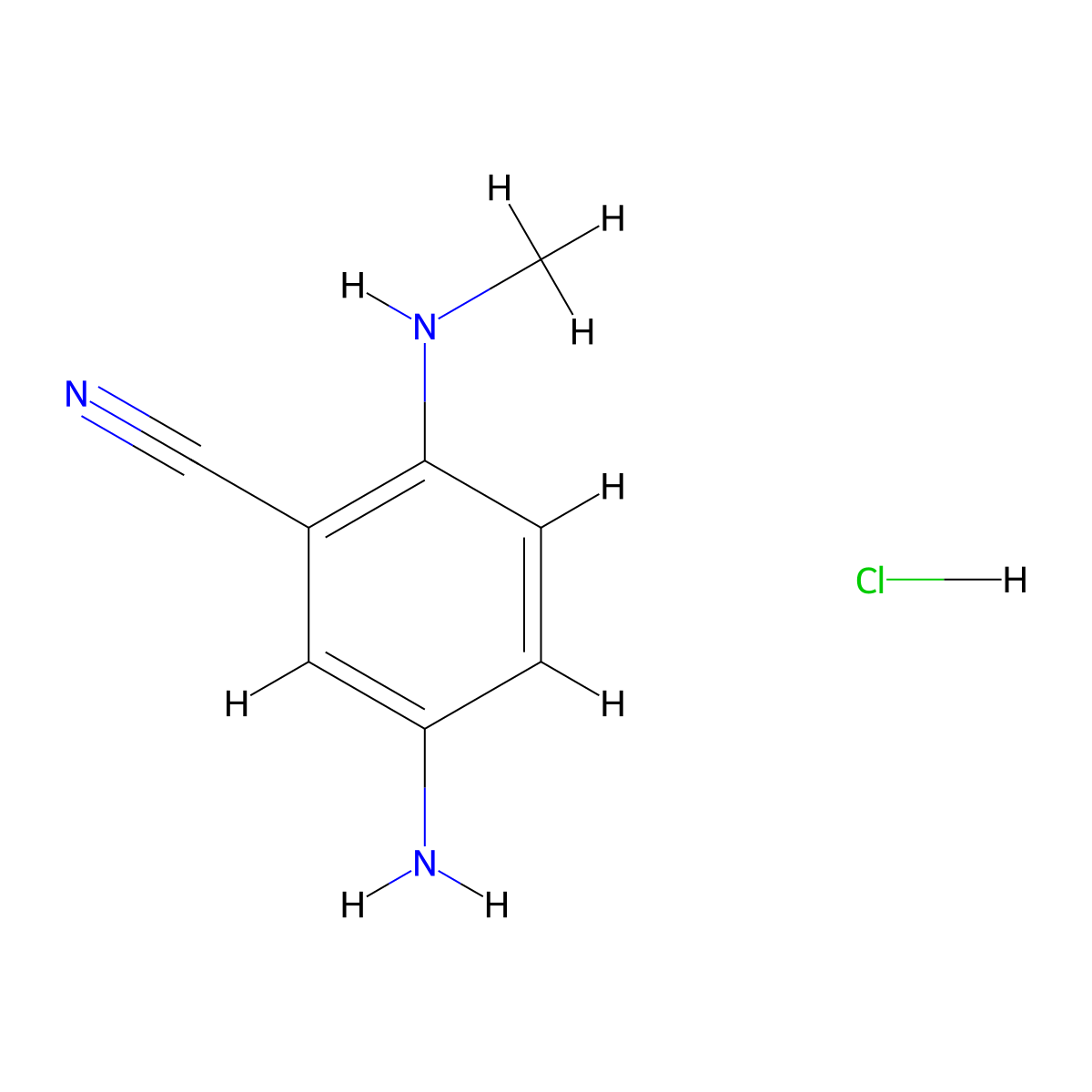 5-Amino-2-(methylamino)benzonitrile hydrochloride molecular structure, CAS 197382-87-9