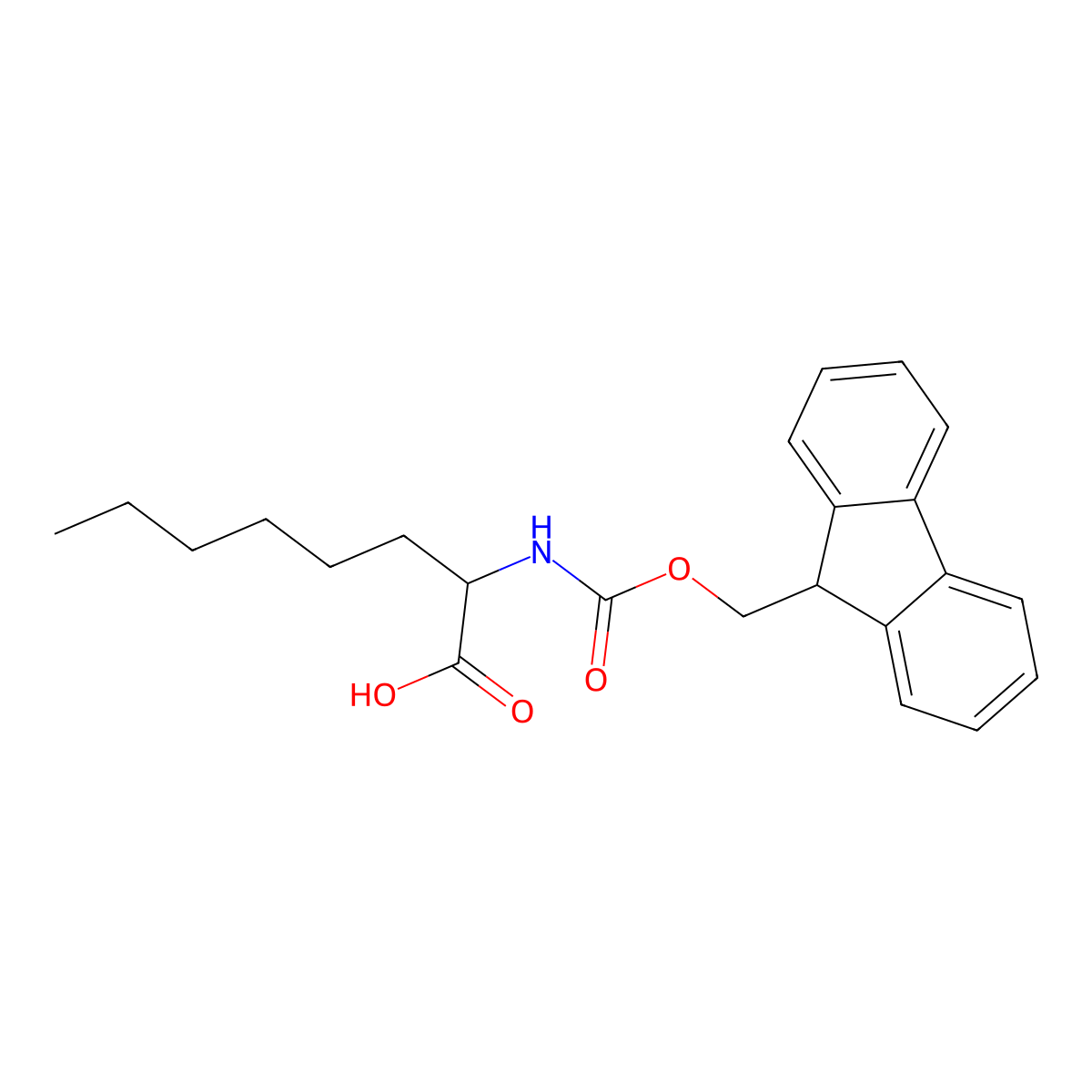 Fmoc-2-aminooctanoic acid molecular structure, CAS 197384-29-5