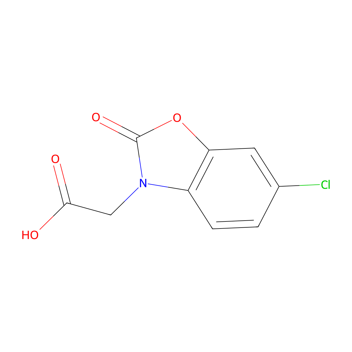 (6-chloro-2-oxo-1,3-benzoxazol-3(2H)-yl)acetic acid molecular structure, CAS 19739-40-3