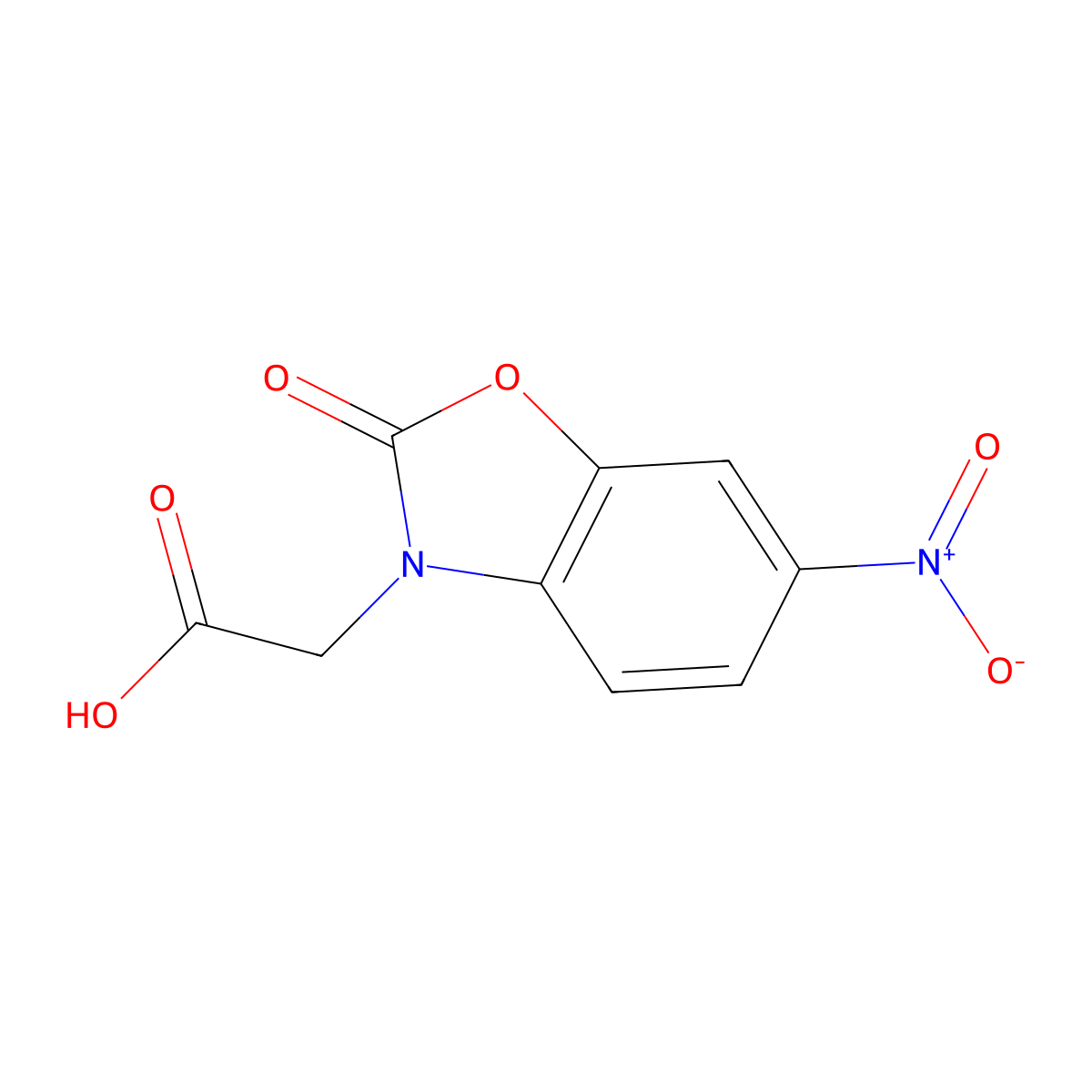 2-(6-Nitro-2-oxo-2,3-dihydro-1,3-benzoxazol-3-yl)acetic acid molecular structure, CAS 19739-41-4