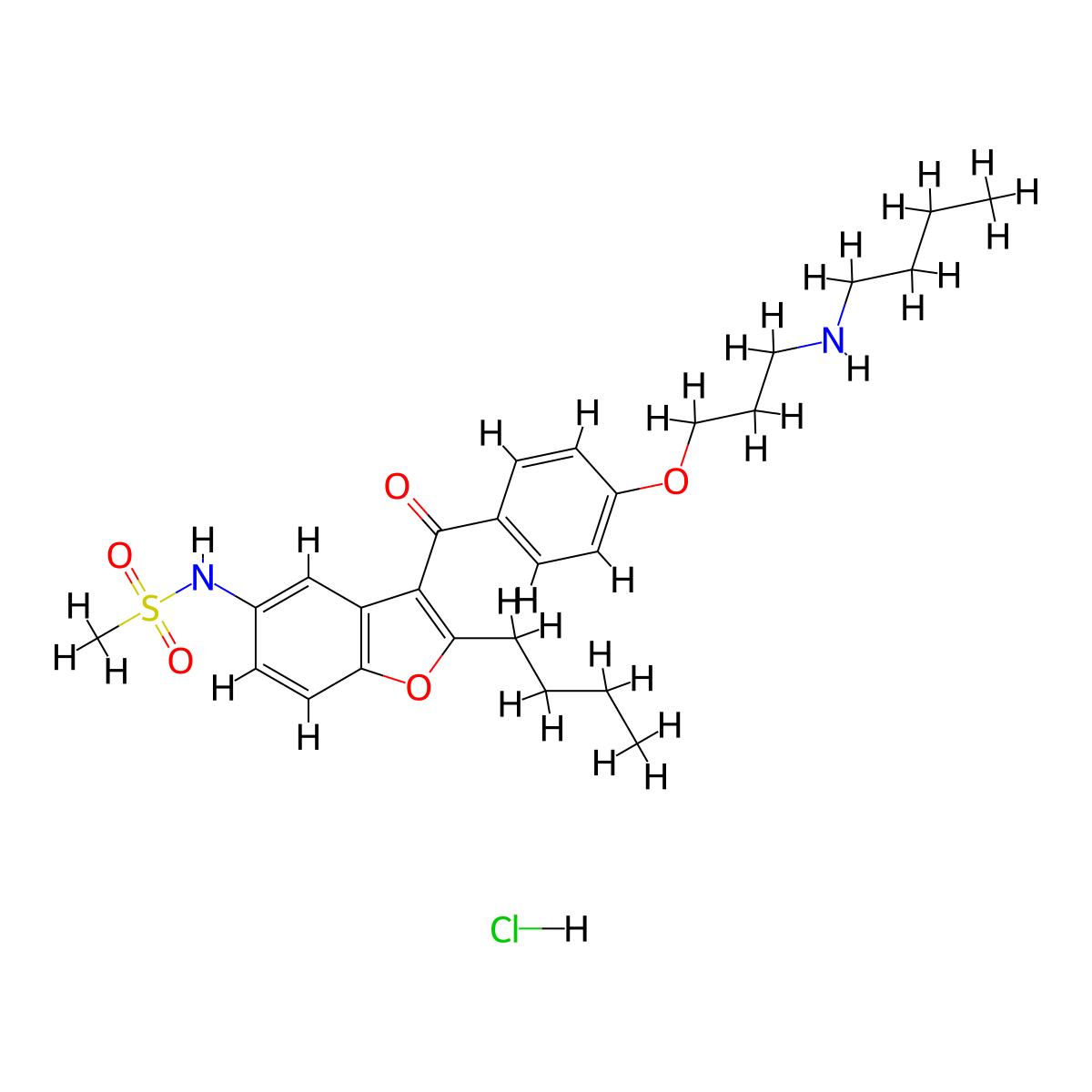 Desbutyl Dronedarone Hydrochloride molecular structure, CAS 197431-02-0