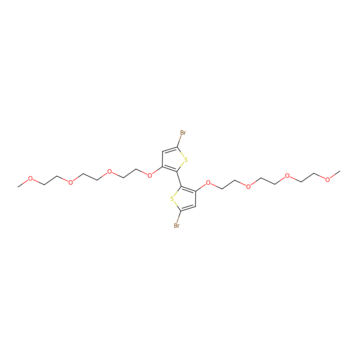 5,5'-Dibromo-3,3'-bis(2-(2-(2-methoxyethoxy)ethoxy)ethoxy)-2,2'-bithiophene molecular structure, CAS 1974310-58-1