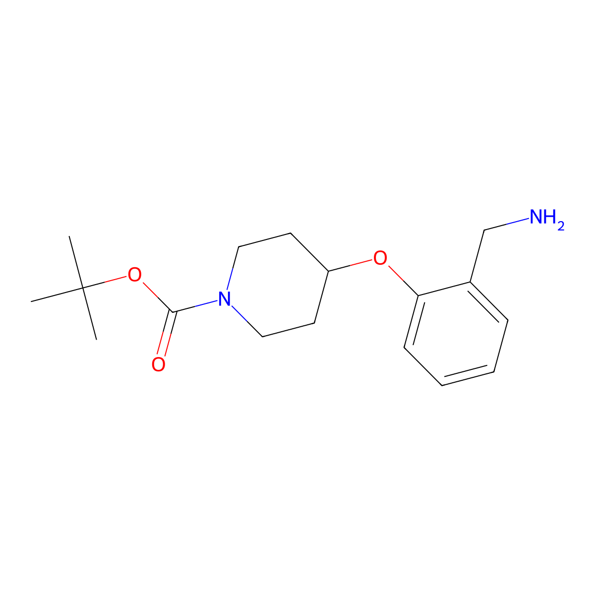 Tert-butyl 4-(2-(aminomethyl)phenoxy)piperidine-1-carboxylate molecular structure, CAS 1974329-97-9