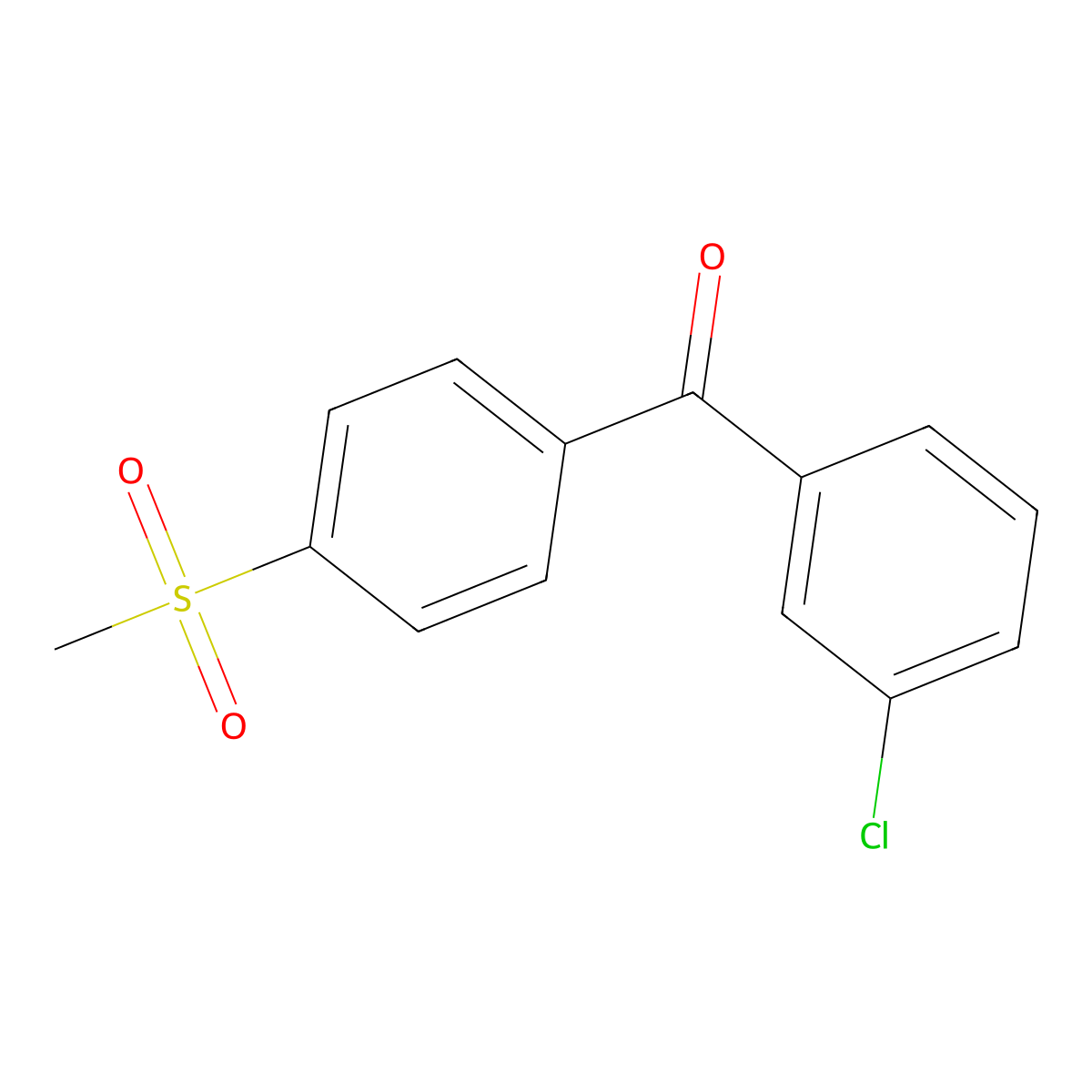 (3-Chlorophenyl)[4-(methylsulfonyl)phenyl]methanone molecular structure, CAS 197439-00-2