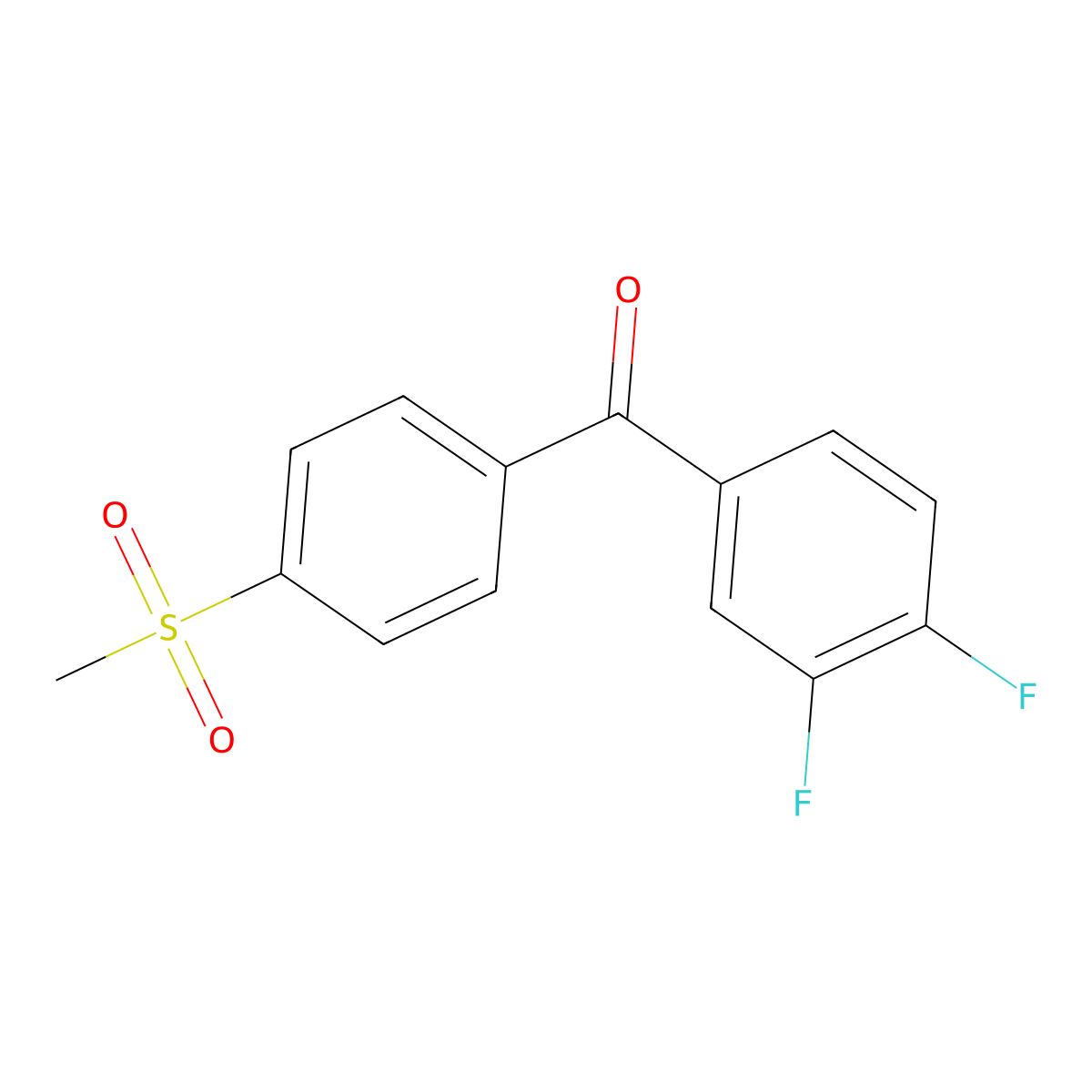 (3,4-Difluorophenyl)[4-(methylsulfonyl)phenyl]methanone molecular structure, CAS 197439-07-9