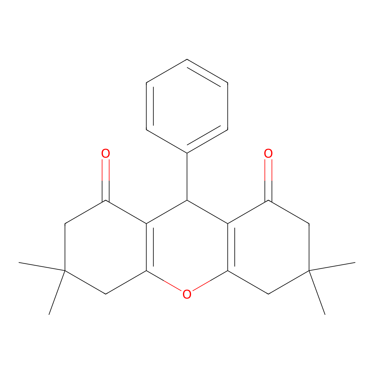 3,3,6,6-Tetramethyl-9-phenyl-3,4,5,6,7,9-hexahydro-1H-xanthene-1,8(2H)-dione molecular structure, CAS 19744-83-3