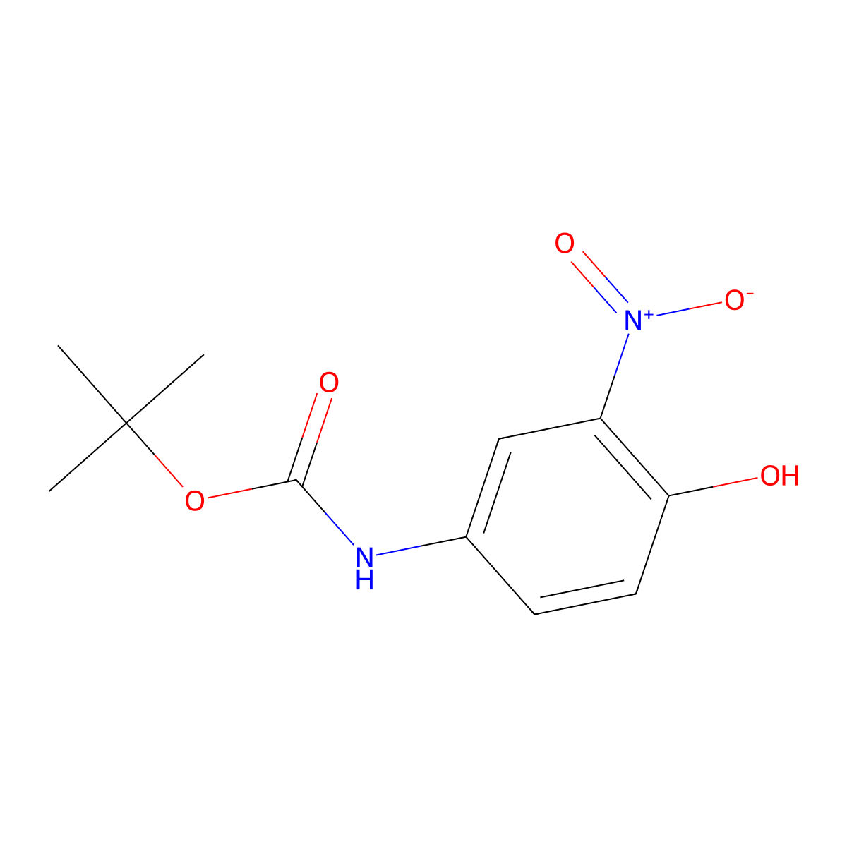 tert-butyl N-(4-hydroxy-3-nitrophenyl)carbamate molecular structure, CAS 197442-80-1