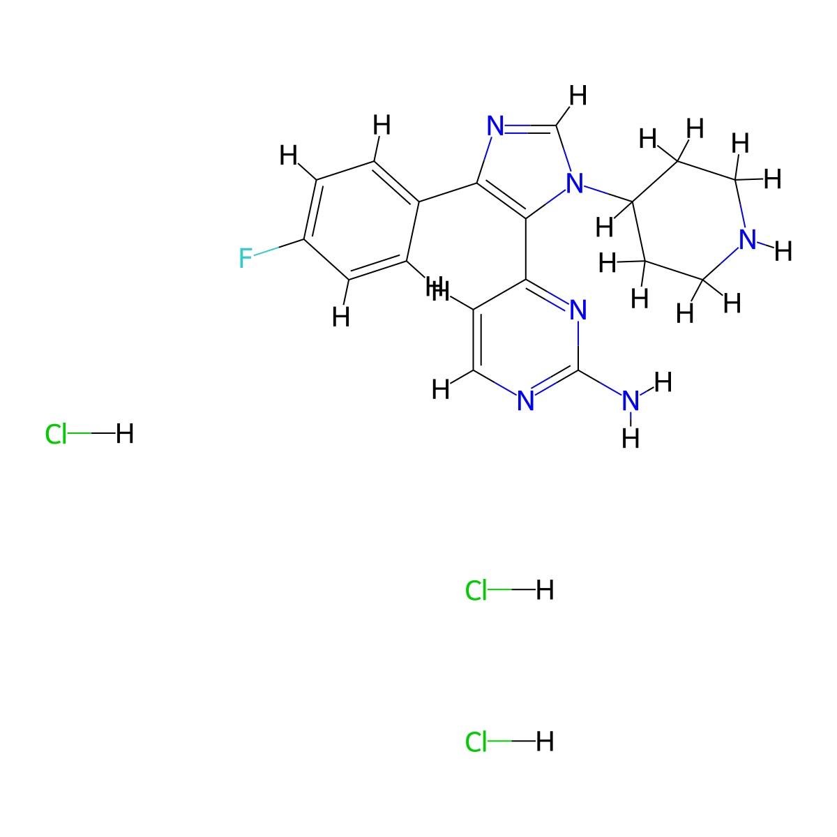 5-(2-Aminopyrimidin-4-yl)-4-(4-fluorophenyl)-1-(4-piperidinyl)imidazole trihydrochloride molecular structure, CAS 197446-75-6