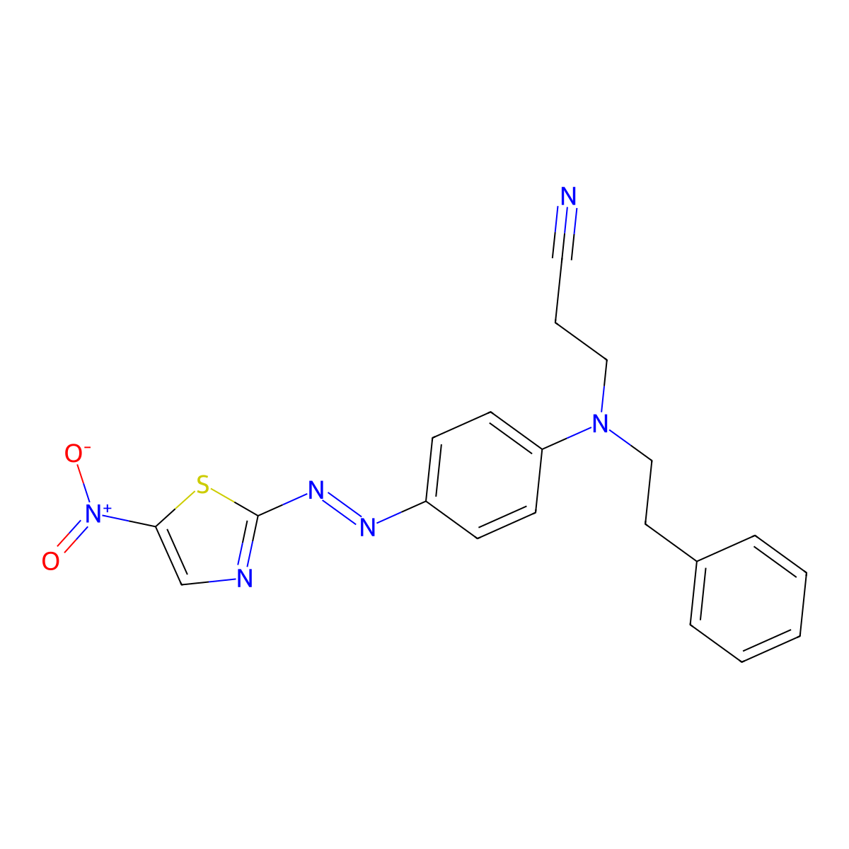 Propanenitrile, 3-[[4-[2-(5-nitro-2-thiazolyl)diazenyl]phenyl](2-phenylethyl)amino]- molecular structure, CAS 19745-44-9