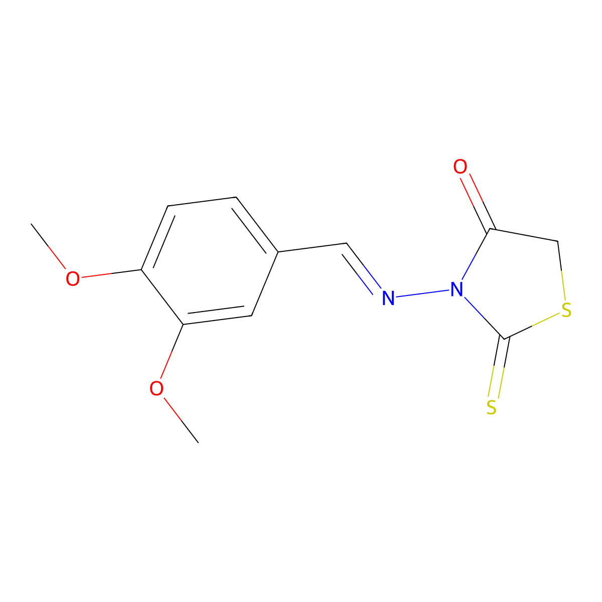 3-[(3,4-Dimethoxyphenyl)methylideneamino]-2-sulfanylidene-1,3-thiazolidin-4-one molecular structure, CAS 19745-79-0