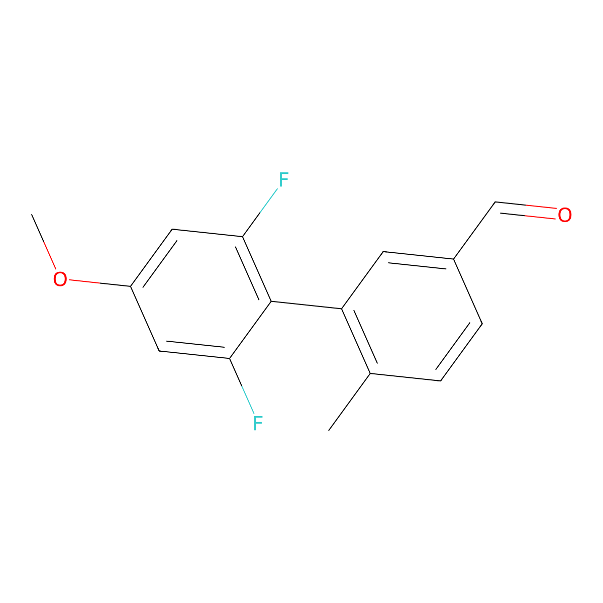2',6'-Difluoro-4'-methoxy-6-methyl[1,1'-biphenyl]-3-carboxaldehyde molecular structure, CAS 1974579-08-2