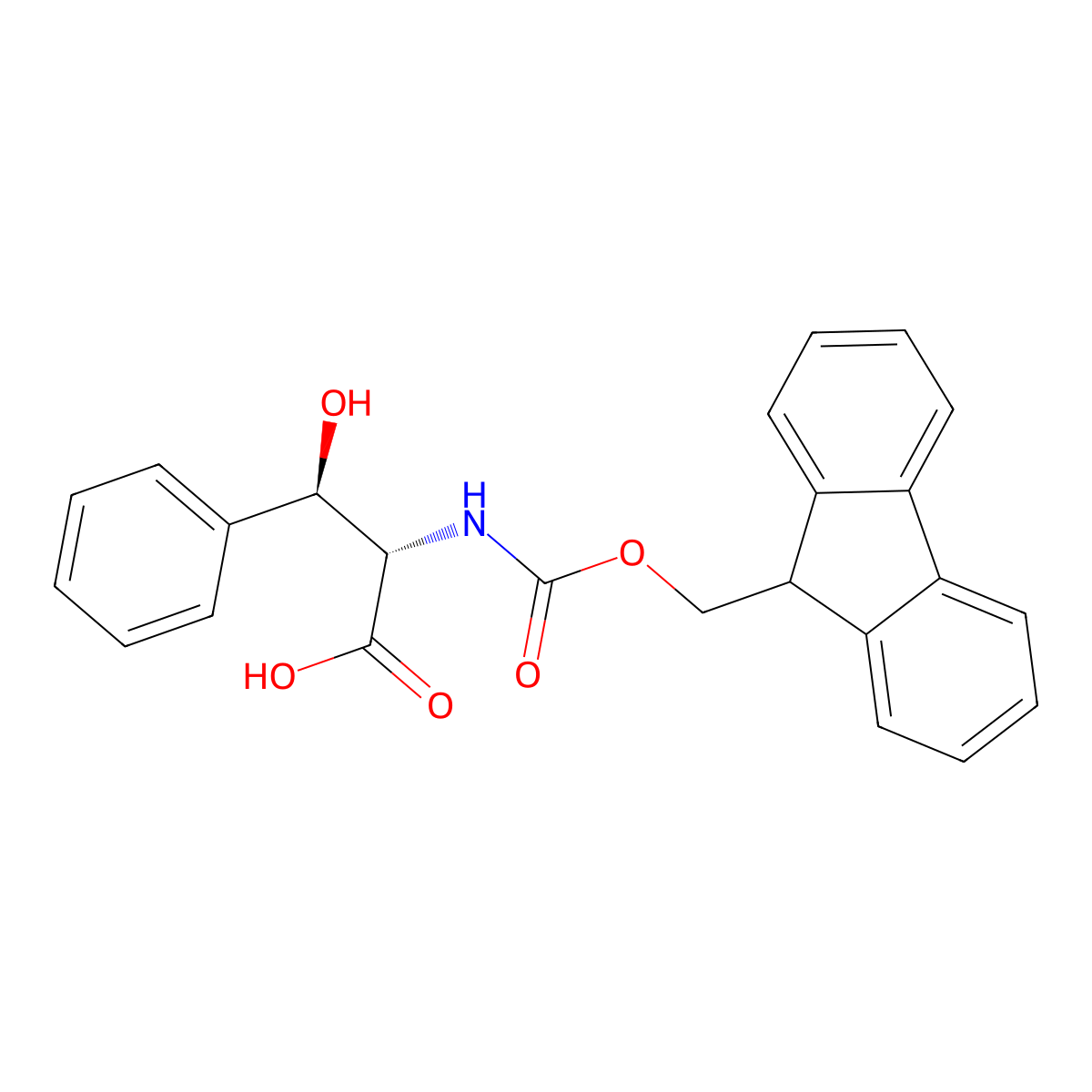 (2R, 3S)/(2S, 3R)-Racemic Fmoc-beta-hydroxyphenylalanine molecular structure, CAS 197458-39-2