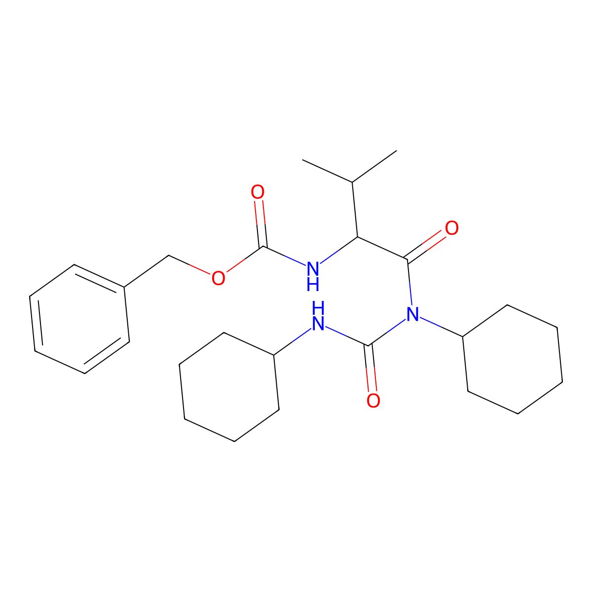 benzyl N-[1-[cyclohexyl(cyclohexylcarbamoyl)amino]-3-methyl-1-oxobutan-2-yl]carbamate molecular structure, CAS 19746-19-1