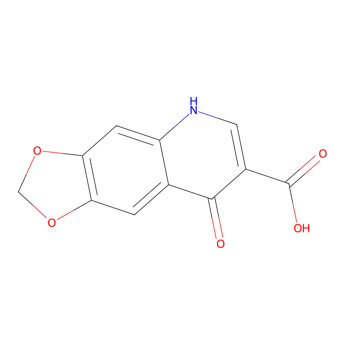 5,8-Dihydro-8-oxo-1,3-dioxolo(4,5-g)quinoline-7-carboxylic acid molecular structure, CAS 19746-58-8